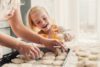 A woman and a girl baking