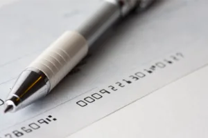 Closeup shot of a check