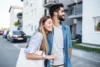 Couple hugging and walking together
